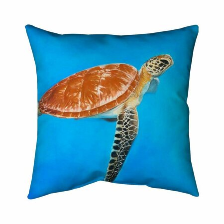BEGIN HOME DECOR 20 x 20 in. Green Aquatic Turtle-Double Sided Print Indoor Pillow 5541-2020-AN275
